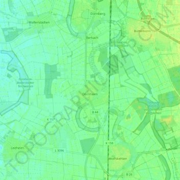 Topografische Karte Dornheim, Höhe, Relief