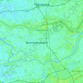 Topografische Karte Zaltbommel, Höhe, Relief