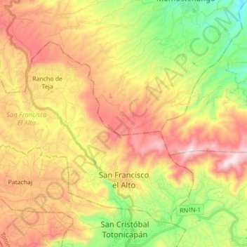 Topografische Karte San Francisco El Alto, Höhe, Relief