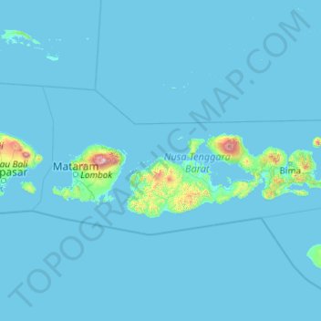 Topografische Karte West Nusa Tenggara, Höhe, Relief