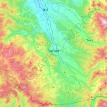Topografische Karte Vașcău, Höhe, Relief
