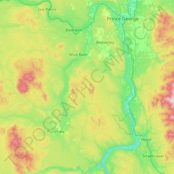 Topografische Karte Area C (Chilako River/Nechako), Höhe, Relief