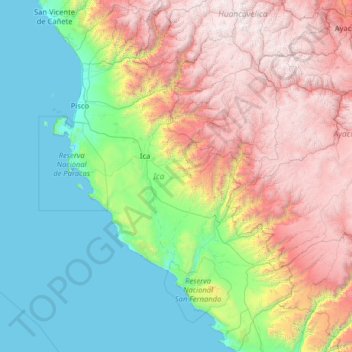 Topografische Karte Ica, Höhe, Relief