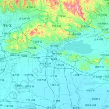 Topografische Karte Jizhou District, Höhe, Relief