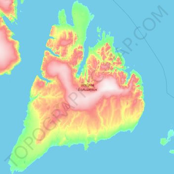 Topografische Karte Isla Bolchevique, Höhe, Relief
