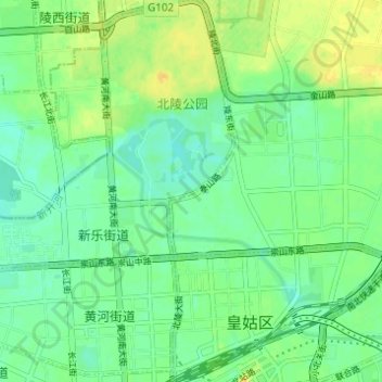 Topografische Karte Shenyang City, Höhe, Relief