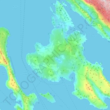Topografische Karte Krk, Höhe, Relief