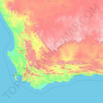 Topografische Karte Western Cape, Höhe, Relief