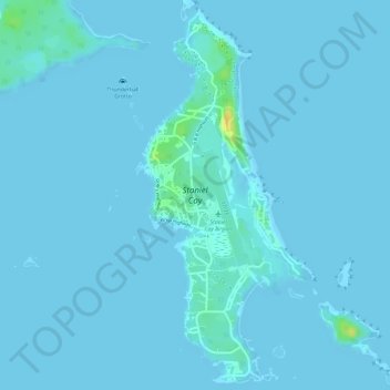 Topografische Karte Staniel Cay, Höhe, Relief