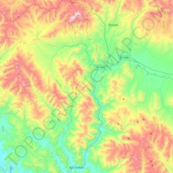 Topografische Karte Antauta, Höhe, Relief