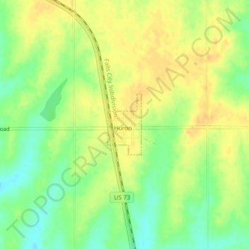 Topografische Karte Huron, Höhe, Relief
