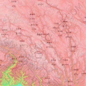 Topografische Karte Chamdo, Höhe, Relief