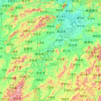 Topografische Karte 赣江, Höhe, Relief
