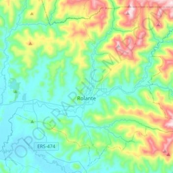 Topografische Karte Rolante, Höhe, Relief
