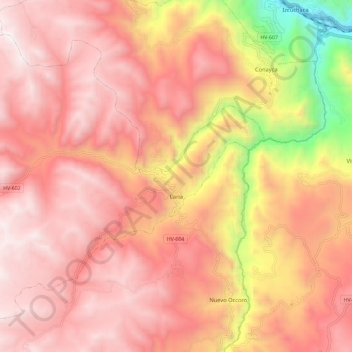 Topografische Karte Laria, Höhe, Relief