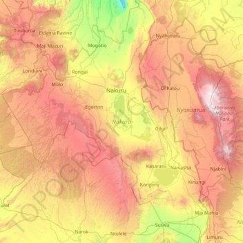 Topografische Karte Nakuru, Höhe, Relief