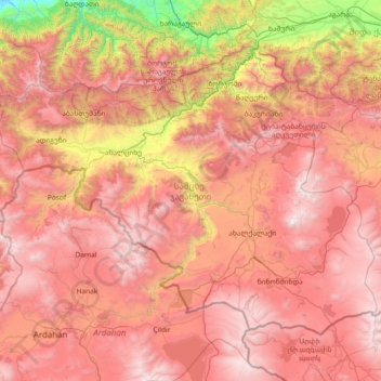 Topografische Karte Samzche-Dschawachetien, Höhe, Relief
