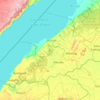 Topografische Karte Hoima, Höhe, Relief