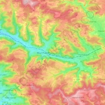 Topografische Karte Baden-Württemberg, Höhe, Relief