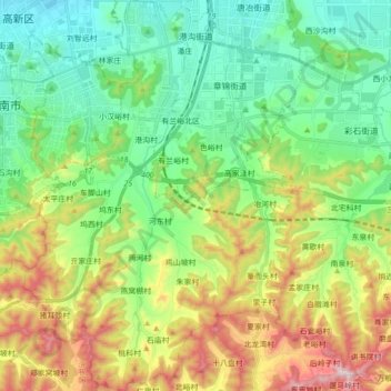 Topografische Karte 港沟街道, Höhe, Relief
