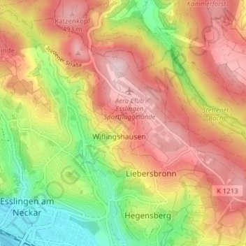 Topografische Karte 73732, Höhe, Relief