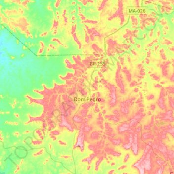 Topografische Karte Dom Pedro, Höhe, Relief