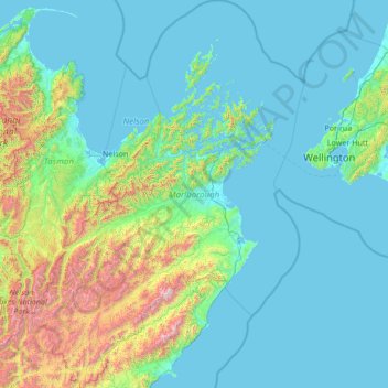 Topografische Karte Marlborough, Höhe, Relief