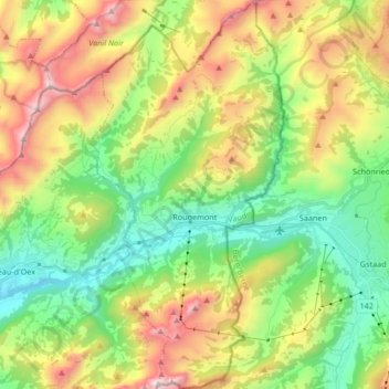 Topografische Karte Rougemont, Höhe, Relief