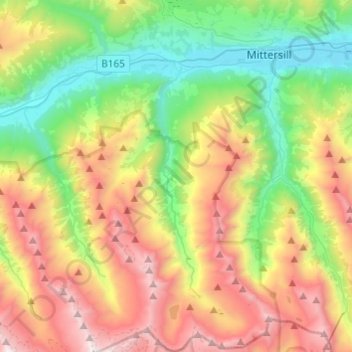 Topografische Karte Hollersbach im Pinzgau, Höhe, Relief