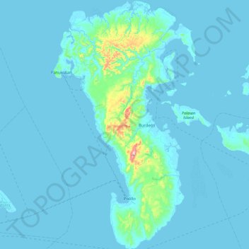 Topografische Karte Polillo Island, Höhe, Relief