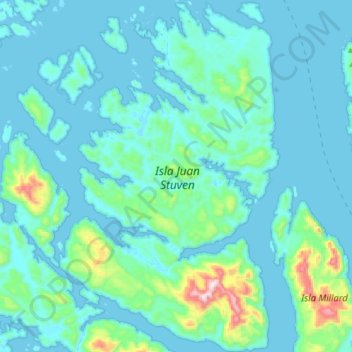 Topografische Karte Isla Juan Stuven, Höhe, Relief