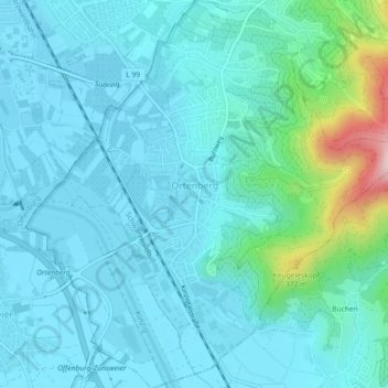 Topografische Karte Ortenberg, Höhe, Relief