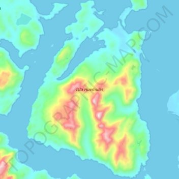 Topografische Karte Isla Huemules, Höhe, Relief