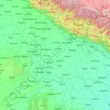 Topografische Karte Yamuna, Höhe, Relief