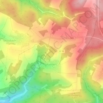 Topografische Karte Kundert, Höhe, Relief