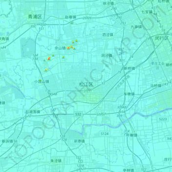Topografische Karte 松江区, Höhe, Relief