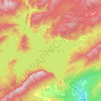 Topografische Karte Lake Waikaremoana, Höhe, Relief
