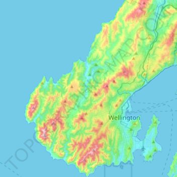 Topografische Karte Wellington City, Höhe, Relief