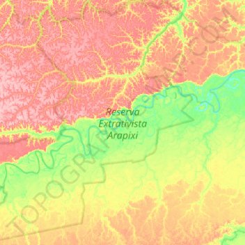 Topografische Karte Reserva Extrativista Arapixi, Höhe, Relief