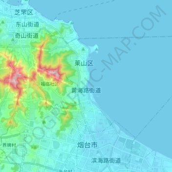 Topografische Karte 黄海路街道, Höhe, Relief