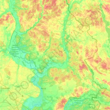 Topografische Karte Ветковский район, Höhe, Relief