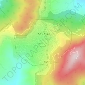 Topografische Karte Ain Draham, Höhe, Relief