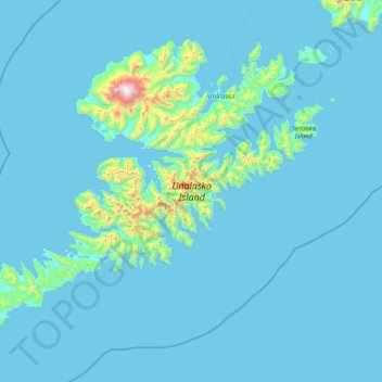 Topografische Karte Unalaska Island, Höhe, Relief
