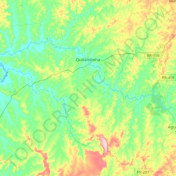 Topografische Karte Quitandinha, Höhe, Relief