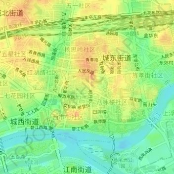 Topografische Karte Chengzhong, Höhe, Relief