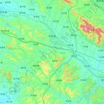 Topografische Karte Pingyi County, Höhe, Relief