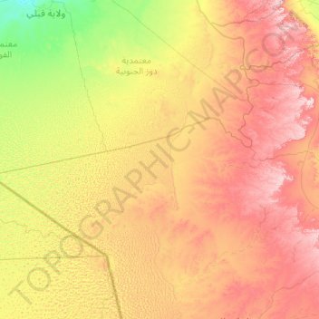 Topografische Karte Bir Amir, Höhe, Relief