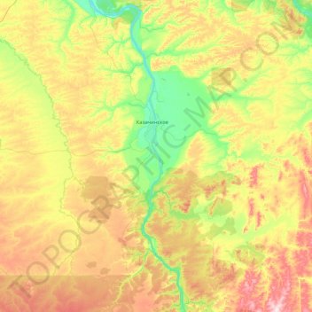 Topografische Karte Казачинский район, Höhe, Relief