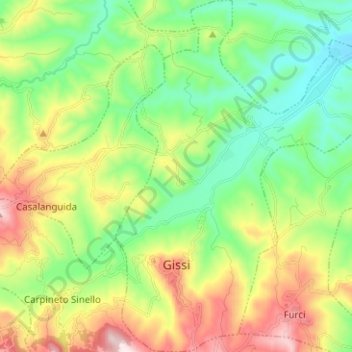 Topografische Karte Gissi, Höhe, Relief