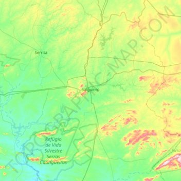 Topografische Karte Salgueiro, Höhe, Relief